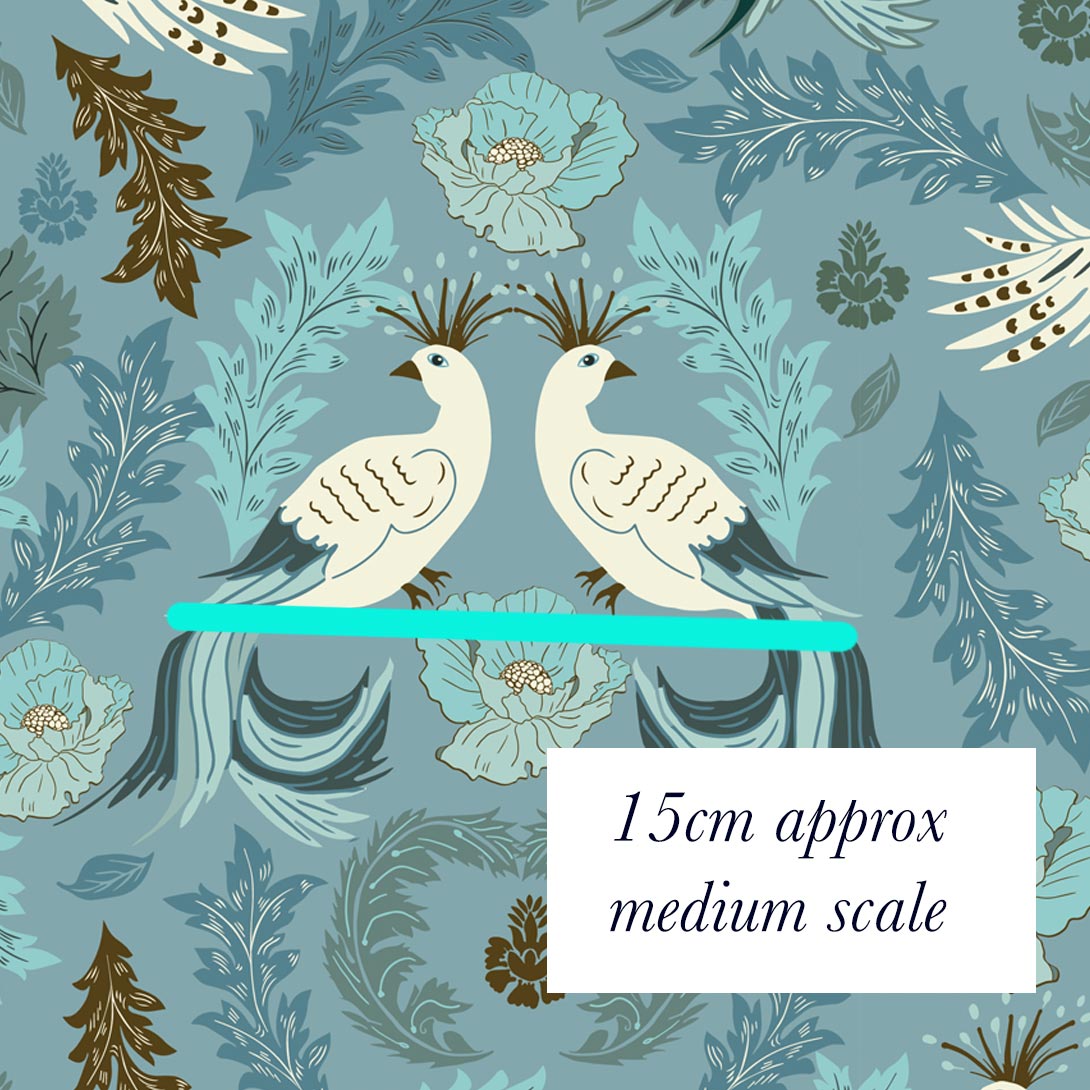 Damask Designer Birds Fabric