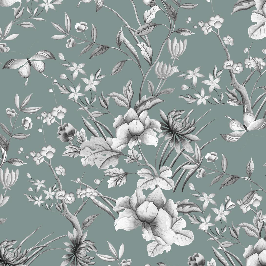 Chinoiserie botanical floral blue