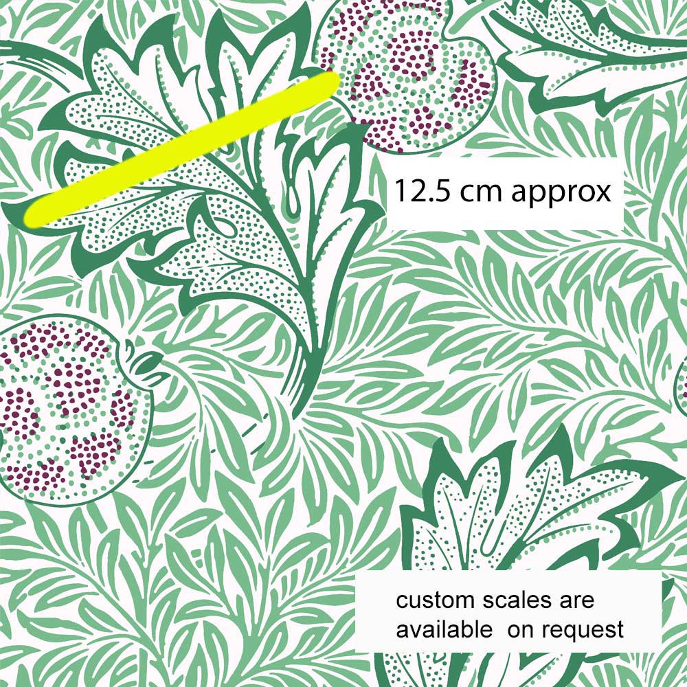 Amanda Joy Fabrics Fabric 1 metre / Cotton Sateen / Large William Morris Apple Fabric Green
