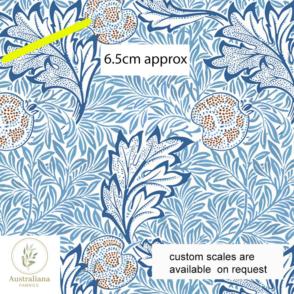 Amanda Joy Fabrics Fabric 1 metre / Cotton Sateen / Medium William Morris Apple Fabric Blue