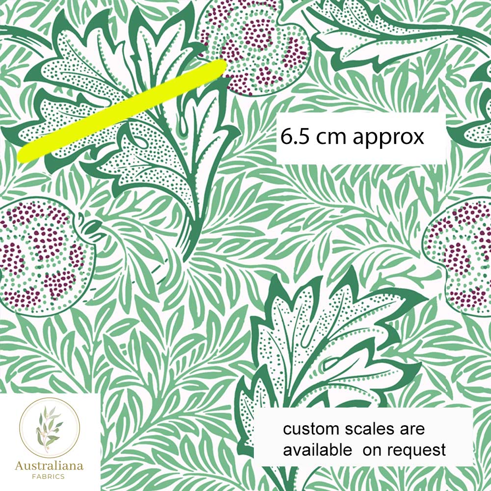 Amanda Joy Fabrics Fabric 1 metre / Cotton Sateen / Medium William Morris Apple Fabric Green
