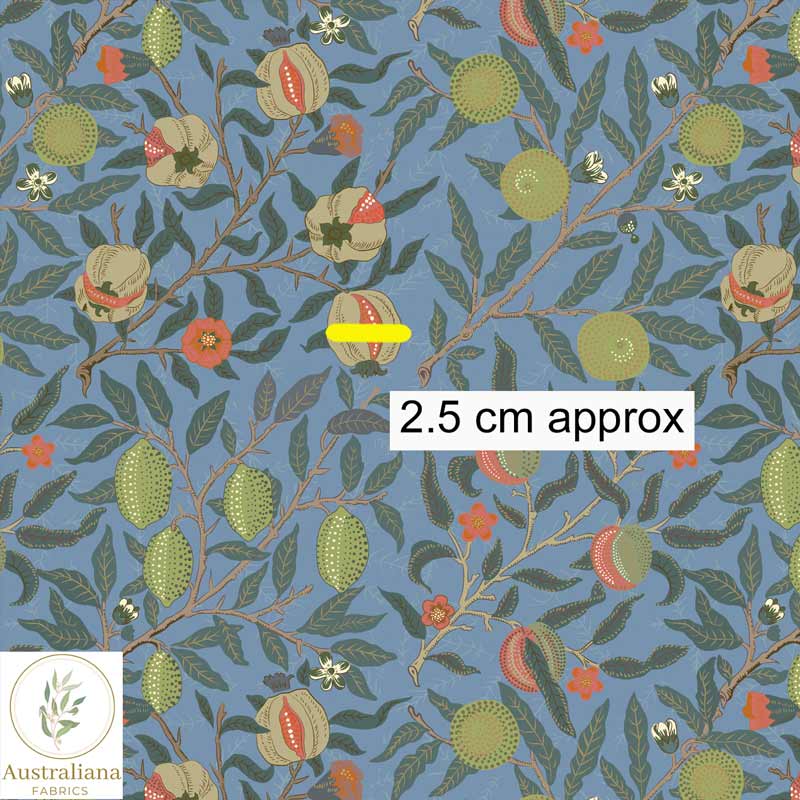Amanda Joy Fabrics Fabric 1 metre / Cotton Sateen / Small William Morris Pomegranate Fruit