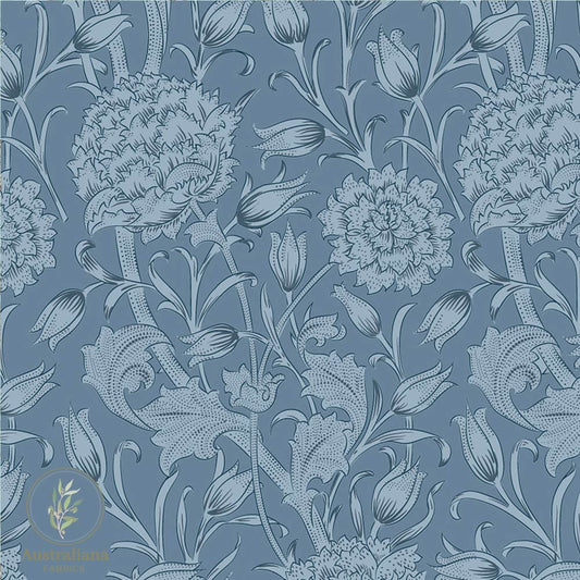 Amanda Joy Fabrics Fabric 1 metre / Cotton Sateen William Morris Wild Tulips Blue Drapery