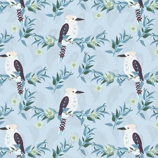 Amanda Joy Fabrics Fabric 1 Metre Kookaburra line up Fabric Blue