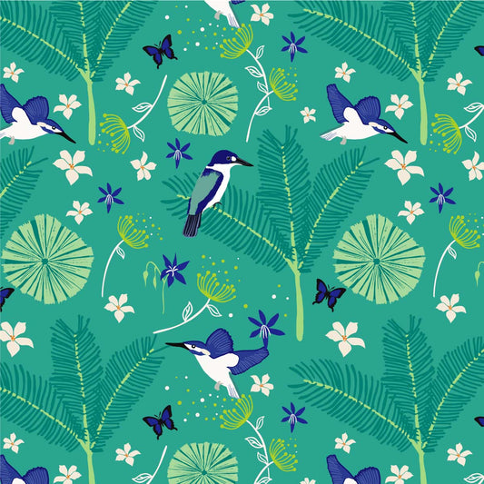 Amanda Joy Fabrics Fabric 1 Metre / Premium woven 100% cotton sateen 150gsm Kingfisher in the Daintree