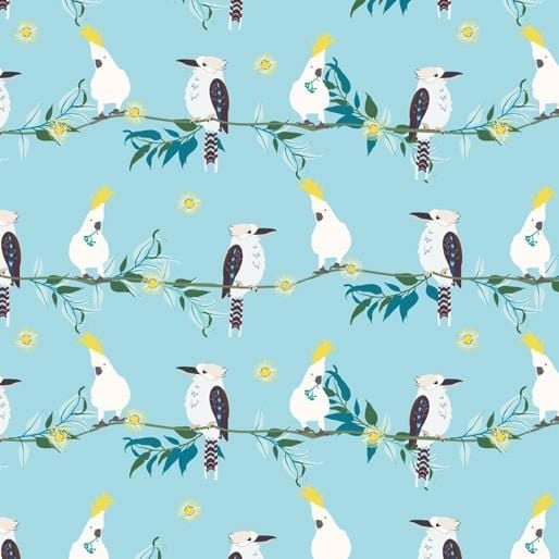 Amanda Joy Fabrics Fabric 1 Metre / Premium woven 100% cotton sateen 150gsm Kookaburra and Cockatoo fabric