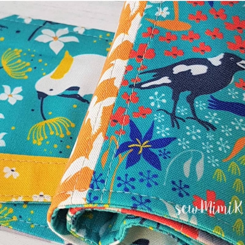 Amanda Joy Fabrics Fabric 1 Metre / Premium woven cotton sateen 150gsm Cockatoo fabric Aqua ~ Australian made