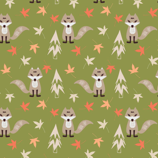 Amanda Joy Fabrics Fabric 1 Metre / Premium woven cotton sateen 150gsm Woodlands Fox Green