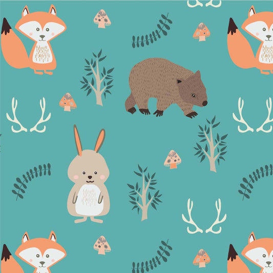 Amanda Joy Fabrics Fabric 1 Metre / Premium woven cotton sateen 150gsm Woodlands Wombat~ Australian made