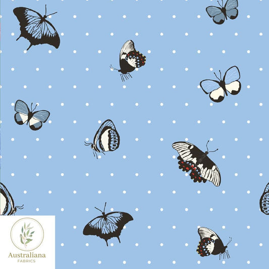 Amanda Joy Fabrics Fabric Australian Butterfly Blue Skies