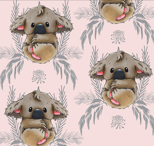 Amanda Joy Fabrics Fabric Roll 1 metre / Cotton Sateen Baby Koala Fabric - Pink