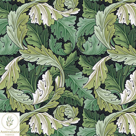 Amanda Joy Fabrics Fabric William Morris Acanthus Fabric Green Drapery