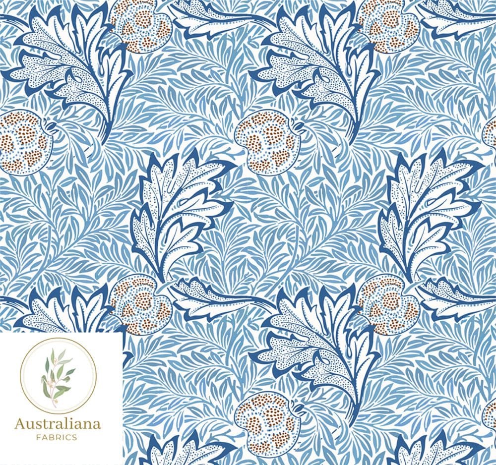 Amanda Joy Fabrics Fabric William Morris Apple Fabric Blue