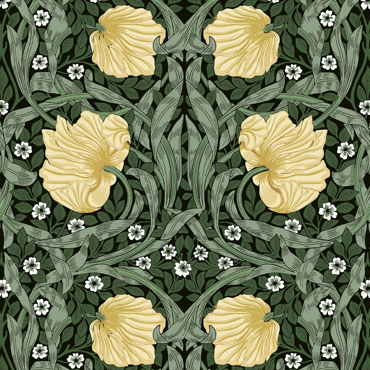 Amanda Joy Fabrics Fabric William Morris Pimpernel Honey & Sage Green