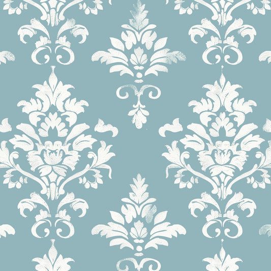 Audrey Damask in Duck Egg Mid Blue