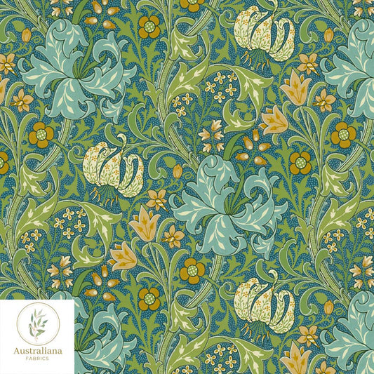 Amanda Joy Fabrics Fabric 1 metre / 100% Linen medium Golden Lily Green