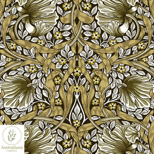 Amanda Joy Fabrics Fabric William Morris Pimpernel Black & Gold