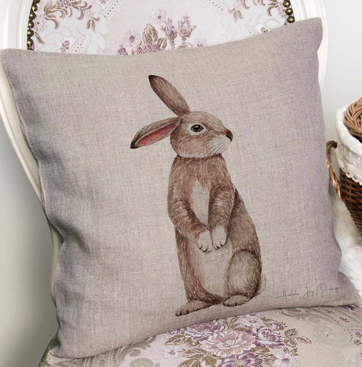 Bunny I ~ 100% Premium Linen Cushion Cover