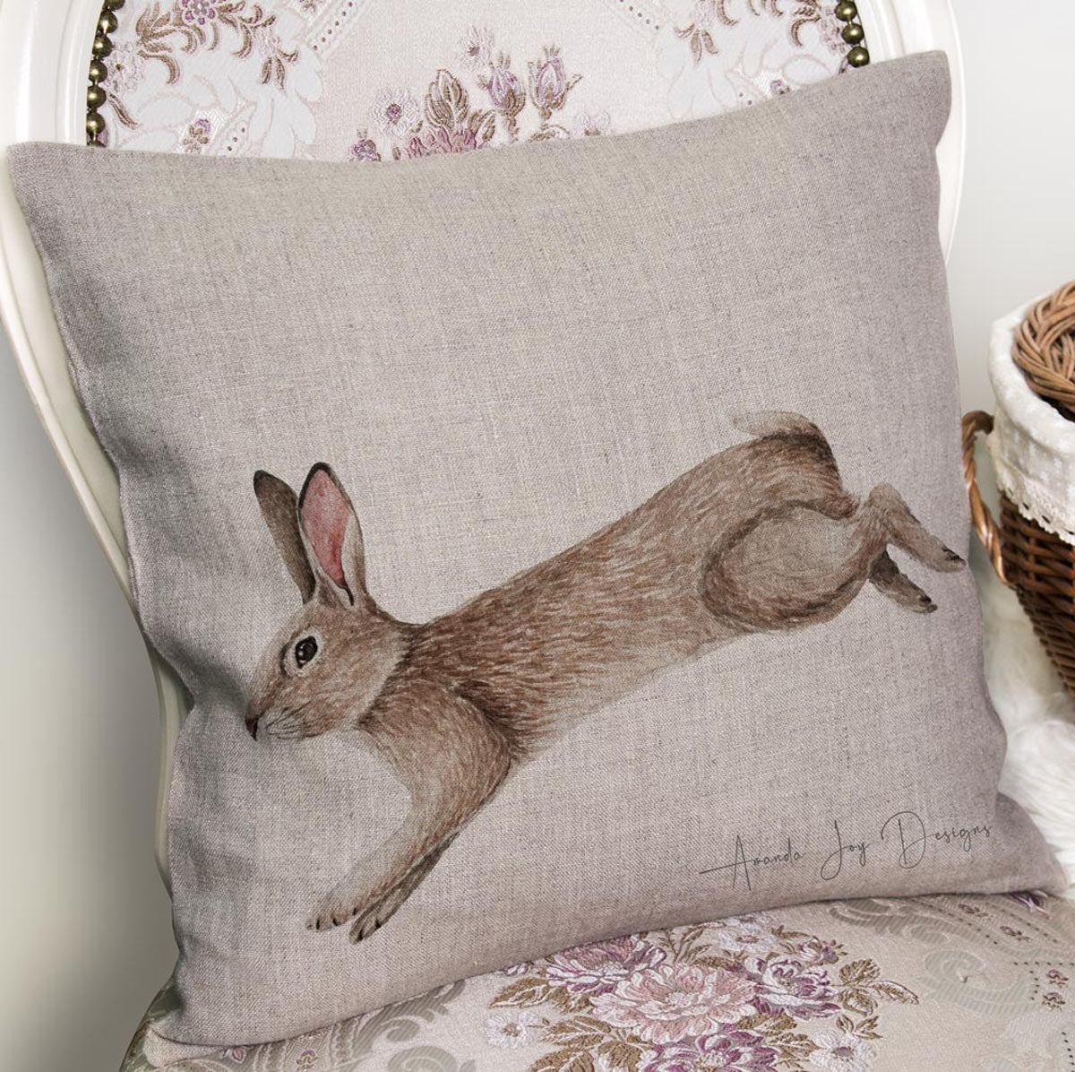 Bunny III ~ 100% Premium Linen Cushion Cover
